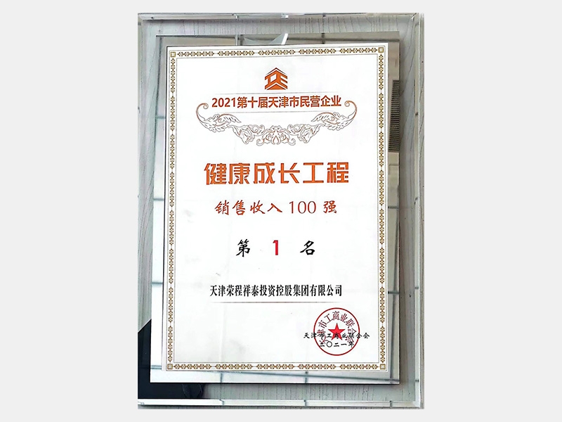 2021第十屆天津市民營(yíng)企業(yè)健康成長(zhǎng)工程銷(xiāo)售收入100強(qiáng)第一名